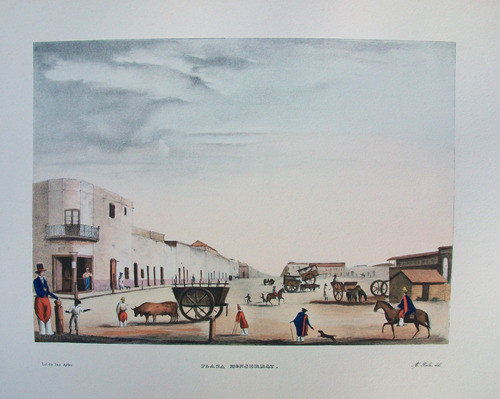 Isola, Albérico  Plaza Monserrat  Litografía Coloreada A Man 0