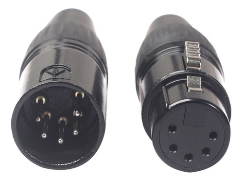 Adaptador Xlr Macho Para Fêmea Preto De 5pinos,conector Jack 1