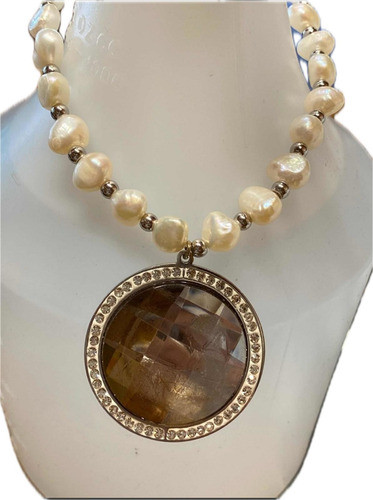 Luli Gargantilla Perlas Río Naturales Acero Circonias Vistos 0