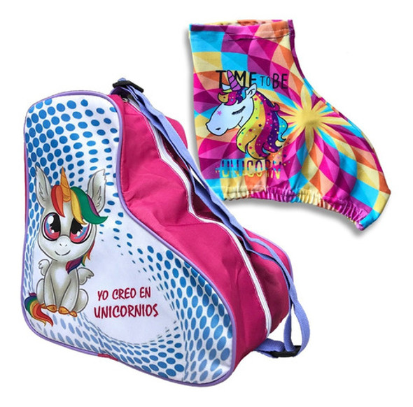 Bolso Porta Patines Artisticos + Cubre Patines Unicornios 0