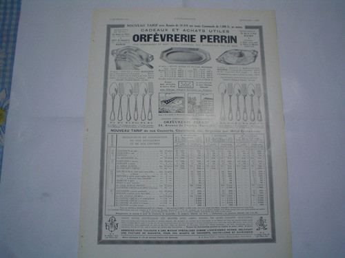 Orfevrerie Perrin Cubierto Catalogo Bandeja 1931 Publicidad 0