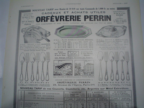 Orfevrerie Perrin Cubierto Catalogo Bandeja 1931 Publicidad 1