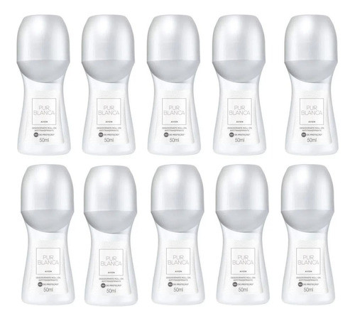 Kit 10 Desodorantes Roll-on Pur Blanca 50ml - Avon 0
