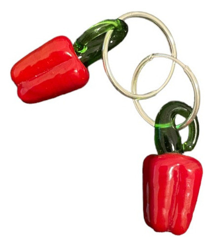 Aros Plata 925 Argolla Con Dije Pimiento Morron Rojo 0