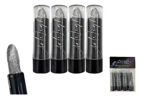 Maquillaje De Glitter En Barra Plateado X4u - Cotillón Waf 0