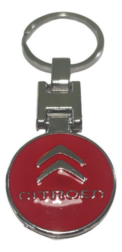 Llavero Cromado Importado Metal Con Logo Citroen Ambos Lados 1