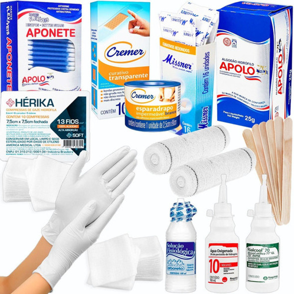 Kit Refil Primeiros Socorros P/ Emergência Pequeno Completo 0