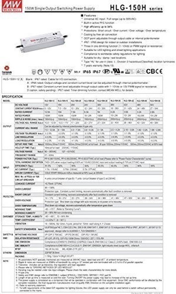 Mw Mean Well Hlg150h12 12 V 125 A 150 W Led De Conmutacion D 1