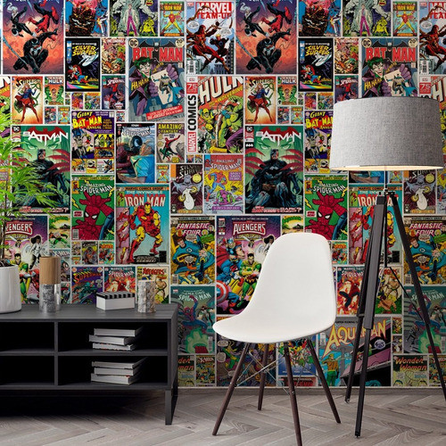 Papel De Parede Adesivo Teens Quadrinhos Marvel Dc Heróis 1