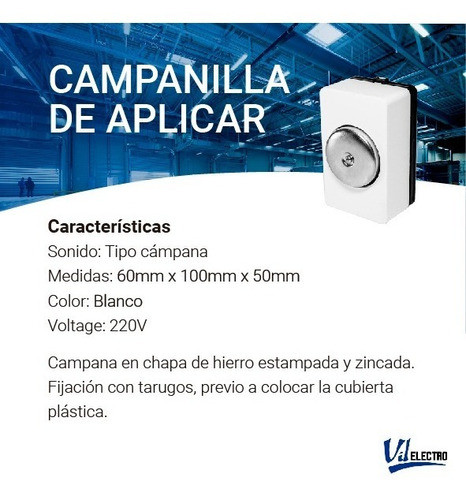 Timbre Campanilla Exterior Aplicar Rectangular 6x9 220v 1
