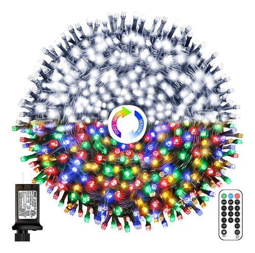 Cadena De Luces De 200 Luces Led Con 11 Modos Y Control 0