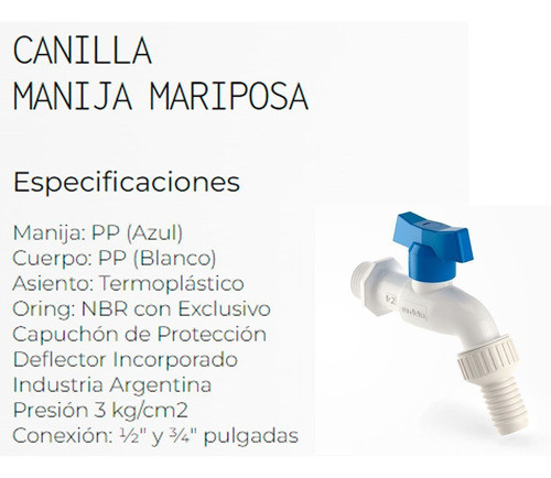 Canilla A Esfera Mariposa 3/4 Duke P 1