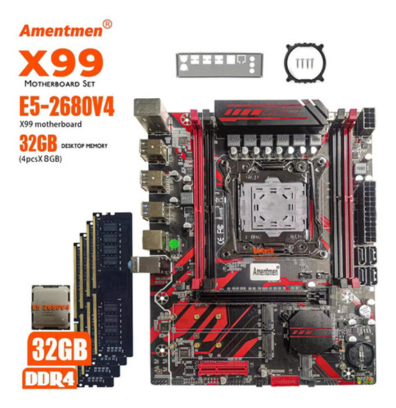 Combo Kit X99 Placa Madre Lga-2011-3 + E5-2680v4 + 32gb Ddr4 1