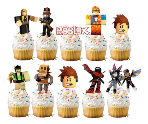 Pack 12 Toppers Para Cup Cake Roblox 1
