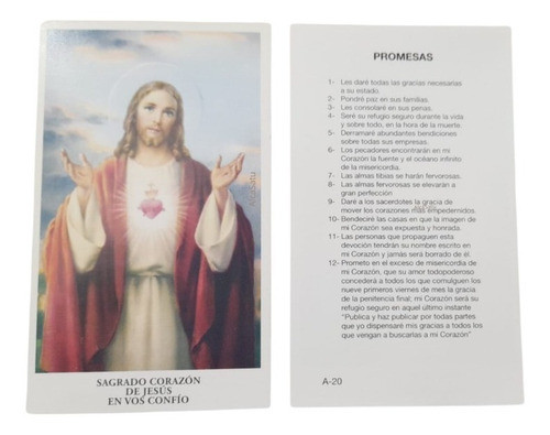 Estampas Sagrado Corazon De Jesus Promesas Santoral X 100 0