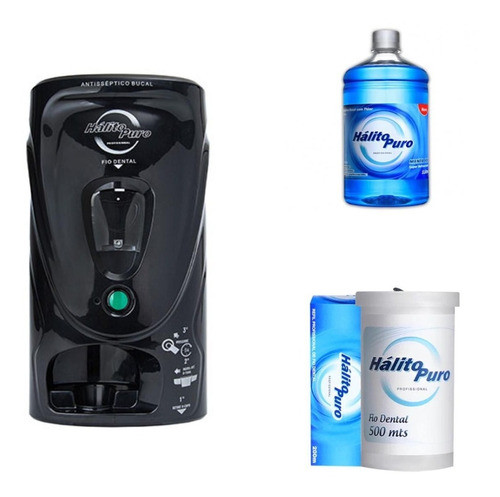 Kit Dispenser Enxaguante Bucal Inteligente Com Dosador Preto 0