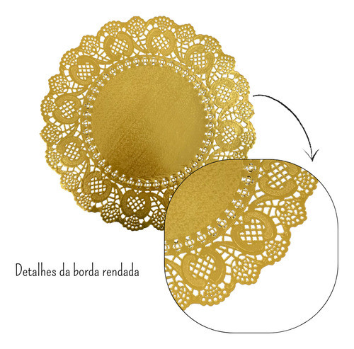 Papel Rendado Porta-copos Doilie 12,5 Cm Com 20 Un Dourado 1