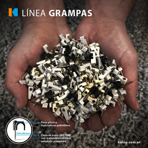 Grampas Sujeta Cables N- 15 Caja X 20 Unidades Gris Kalop 1
