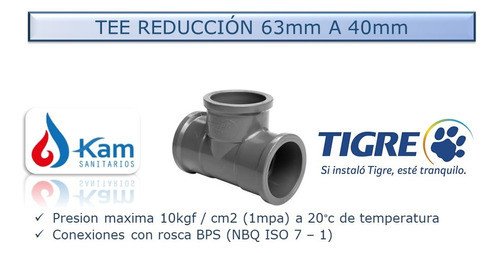Tee Soldable Pvc 63mm A 40mm Tigre Pileta Piscina Riego 1