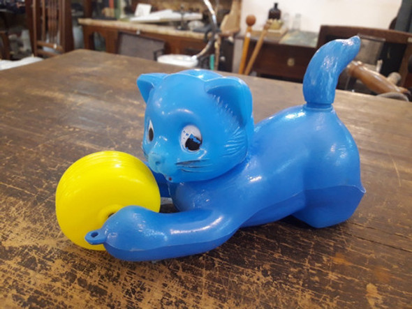 Antiguo Juguete De Arrastre Baltasar Sanz Gato De Plastico 1