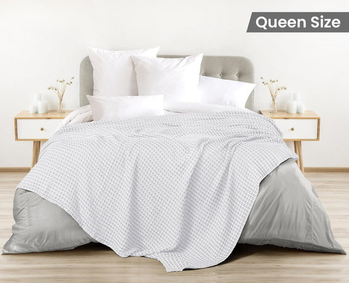 Manta De Algodón Waffle Suave Para Cama, 229x229 Cm, Blanco 1