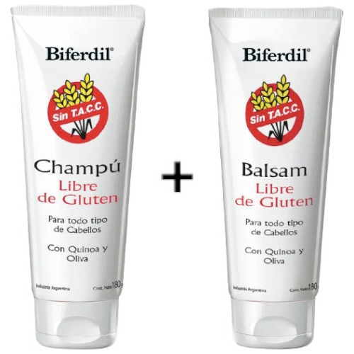 Kit Champú + Balsam Biferdil Libre De Gluten Cabellos 180 Gr 0