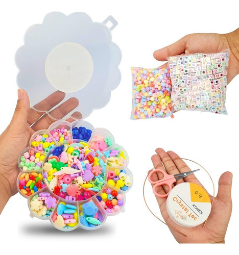 Kit De Miçangas Para Pulseira Infantil C/550 Peças - 10 Nybc 0