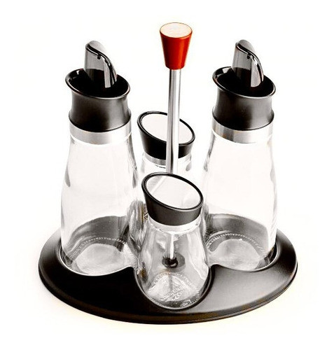 Set Alcuza X5 Piezas Vidrio Aceite Vinagre Sal Pimienta 0