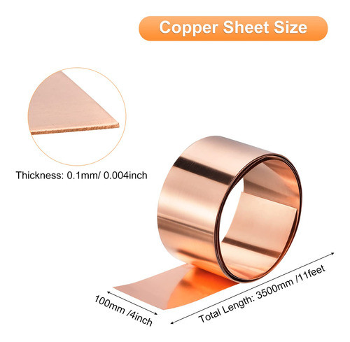 Lamina De Cobre Puro 99.9% 3.5m X 100mm X 0.1mm - 315gr 1