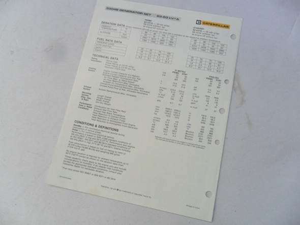 Caterpillar Motor 3304b Folleto Catalogo No Manual Antiguo 1