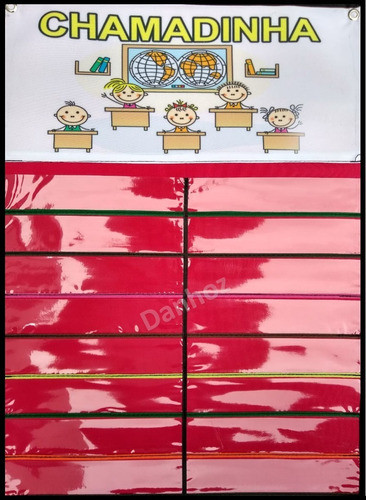 Painel Chamadinha Com Bolsos 32 Nomes Professor Pedagógico 1