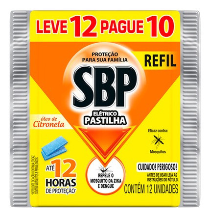 Refil Pastilha Sbp Óleo Citronela Inseticida Elétrico 12 Un 1