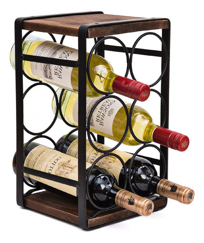 Soduku Rustic Wood Countertop Wine Rack 6 Botellas No Necesi 0