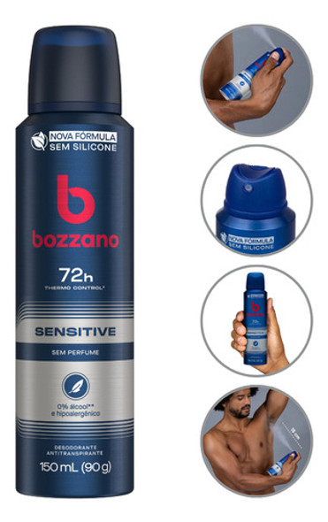 Desodorante Bozzano Sensitive Sem Perfume 48h 150ml 0