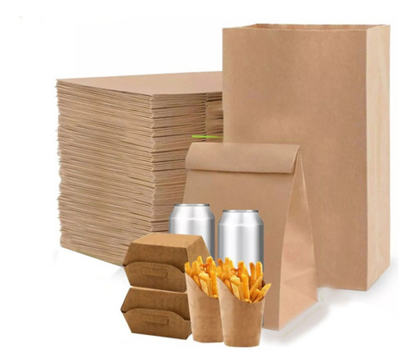 Bolsa Delivery Sin Manija Fast Food Kraft 40x26x18 X100u 0