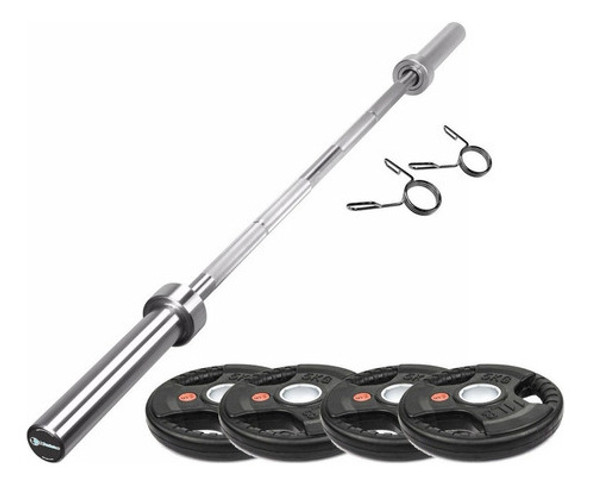 Barra Olimpica 1,5 Mts Crossfit + 20 Kilos De Discos Olimpic 0