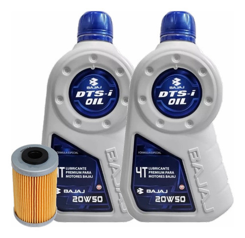 Kit Rouser Ns 200 As Rs Filtro Aceite + 20w50 Bajaj Original 0