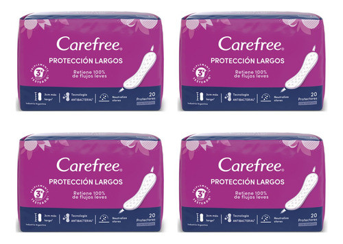 Kit X4 Carefree Protector Diario Proteccion Largos 20unxpaq 0