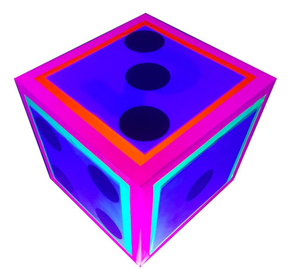 Dado Cubo Fluor Con Números Y Constelaciones - Luz Negra 0