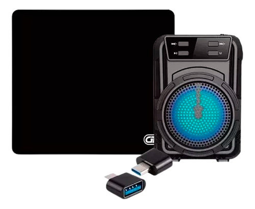 Set Parlante Portatil Gtc 1346 + Adaptador + Otg Mousepad 0