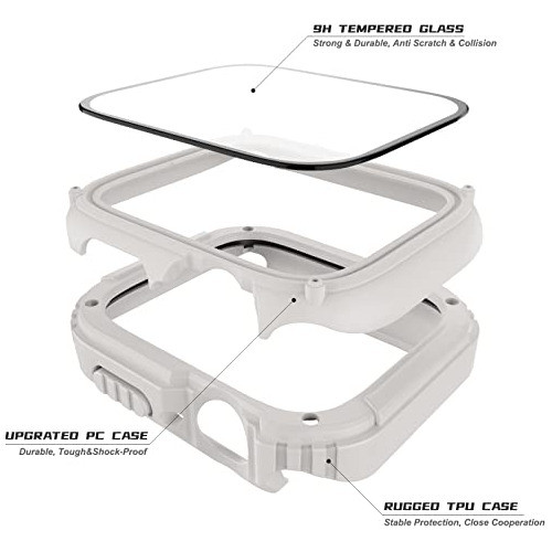 2 Fundas Con Templado Apple Watch 3/2/1 42mm Starlight/negro 1
