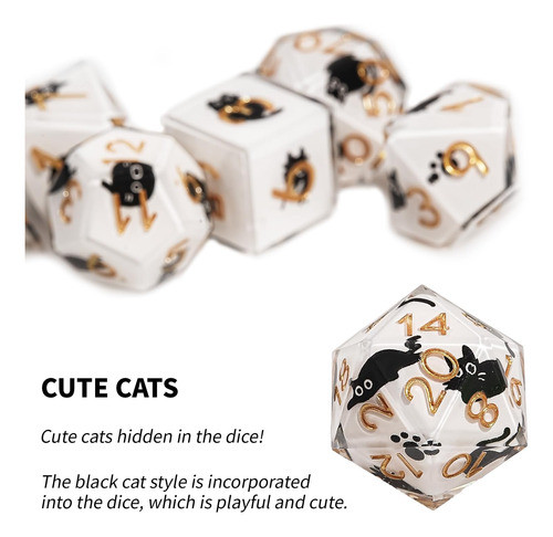 Juego De Dados De Gato 7 Piezas Bordes Afilados Poliédricos 1