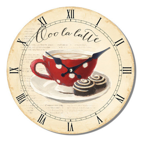 Reloj De Pared Mdf Taza Y Galletas. 0