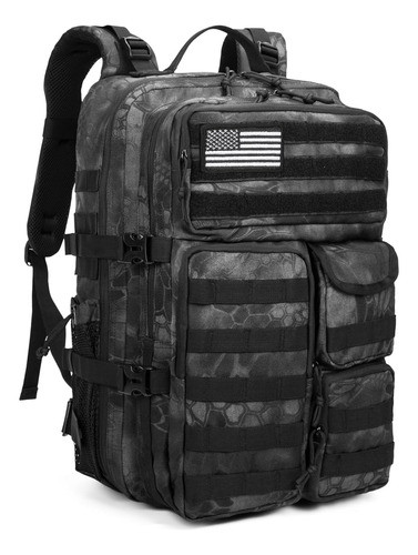 Mochila Tactica Militar Multiples Bolsillos Camuflada Negra 0