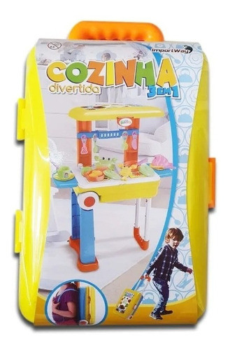 Cozinha Infantil 3 Em 1 Bancada Maleta Mochila Rodinha 0