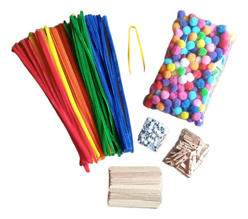 Kit Arte Motricidad Fina Pompones Pinza Limpia Pipas Y Más 0