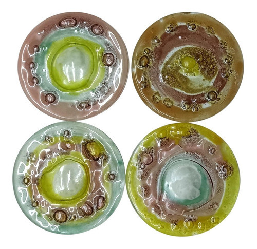 Circulo Vidrio Piezas Vitro Medallon 10 Cm  X 5u 0