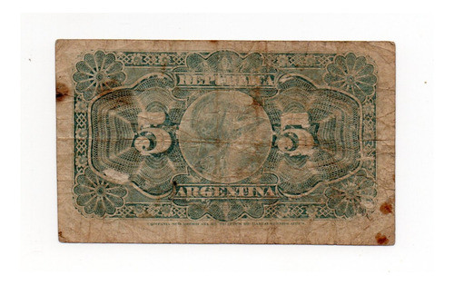 Argentina Billete 5 Centavos 1891 Fraccionario Bottero 1010 1