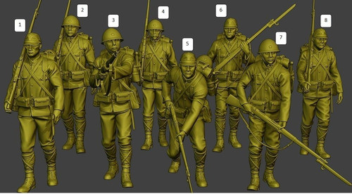 Soldado Japonés Mod3 Ww2, Escala 1/16 (12cm), Color Blanco 0