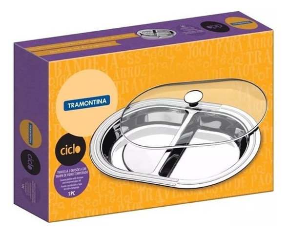 Fuente Bandeja Oval Tapa De Vidrio Tramontina Ciclo Samihome 1
